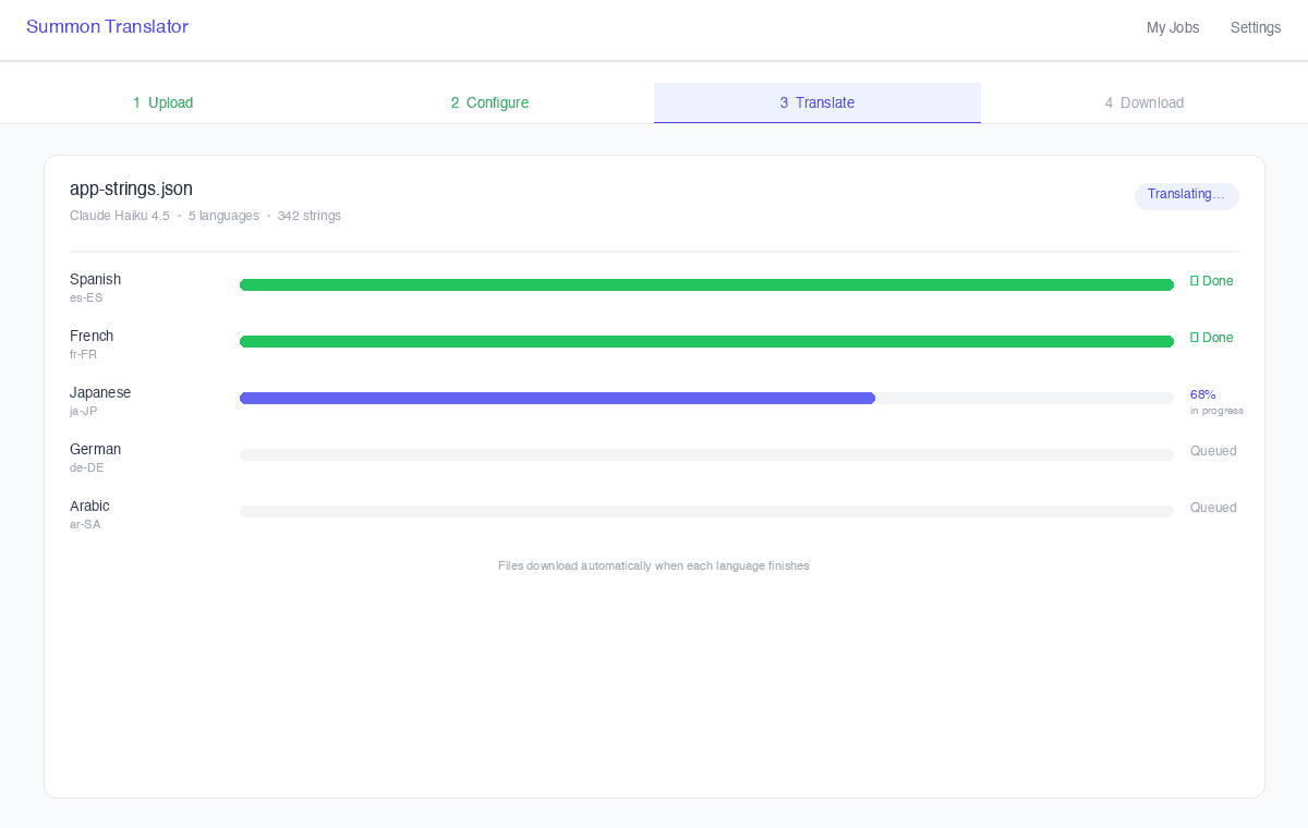 Translation Studio interface